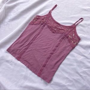 Y2K Purple Lace Sequin Tank Top
